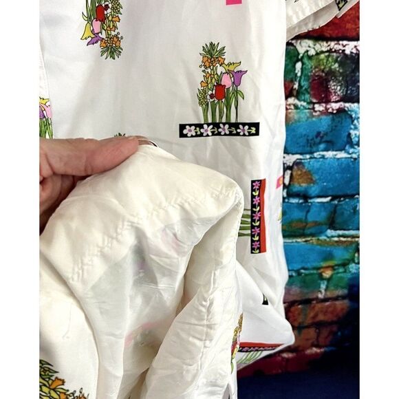 Vintage Herbert Levy Floral Print Button Down House Coat Dress XL - Picture 9 of 14